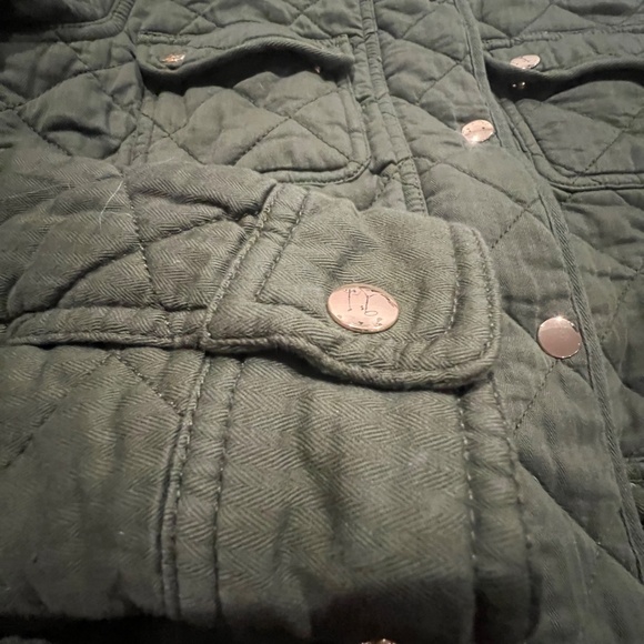 J. Crew Quilted Downtown Field Green Cotton Zip Gold Snap Jacket XS - Picture 6 of 13